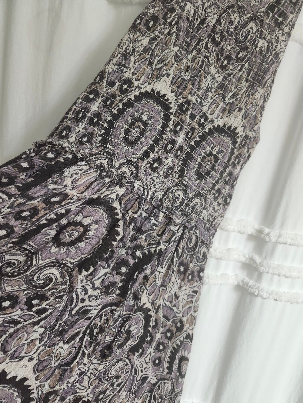 Free People "In The Sun" Smocked Paisley Print Dress. - Picture 6 of 9